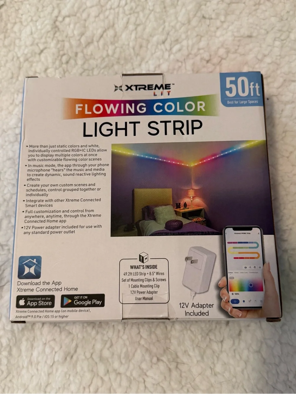 Xtreme Lit 50ft Flowing Color Indoor LED Light Strip Kit 270 NEW NIB
